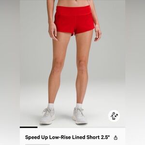 Lululemon dark red low rise speed up shorts size 4 2.5 inch